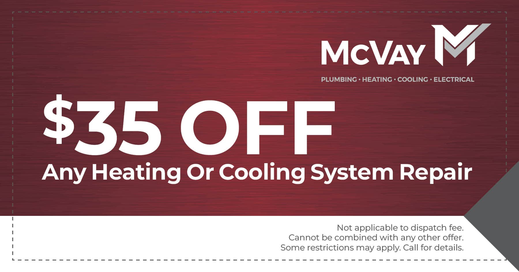  off any heating or cooling system repair.