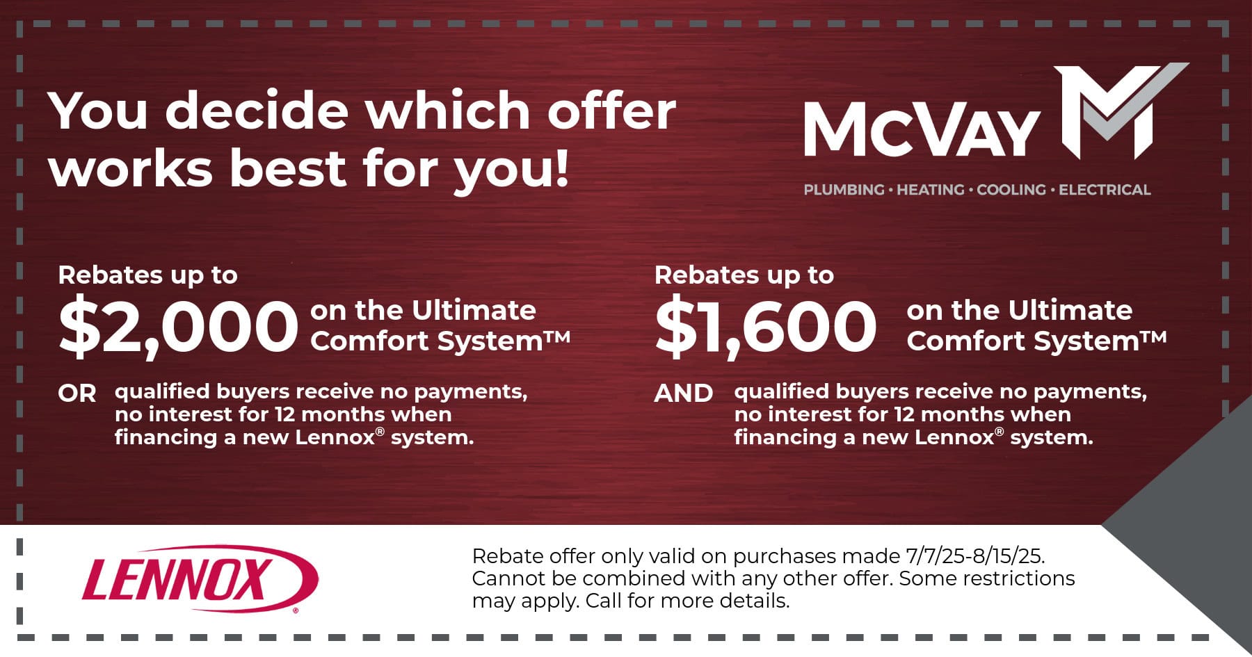 Lennox Rebate - Choose your offer!