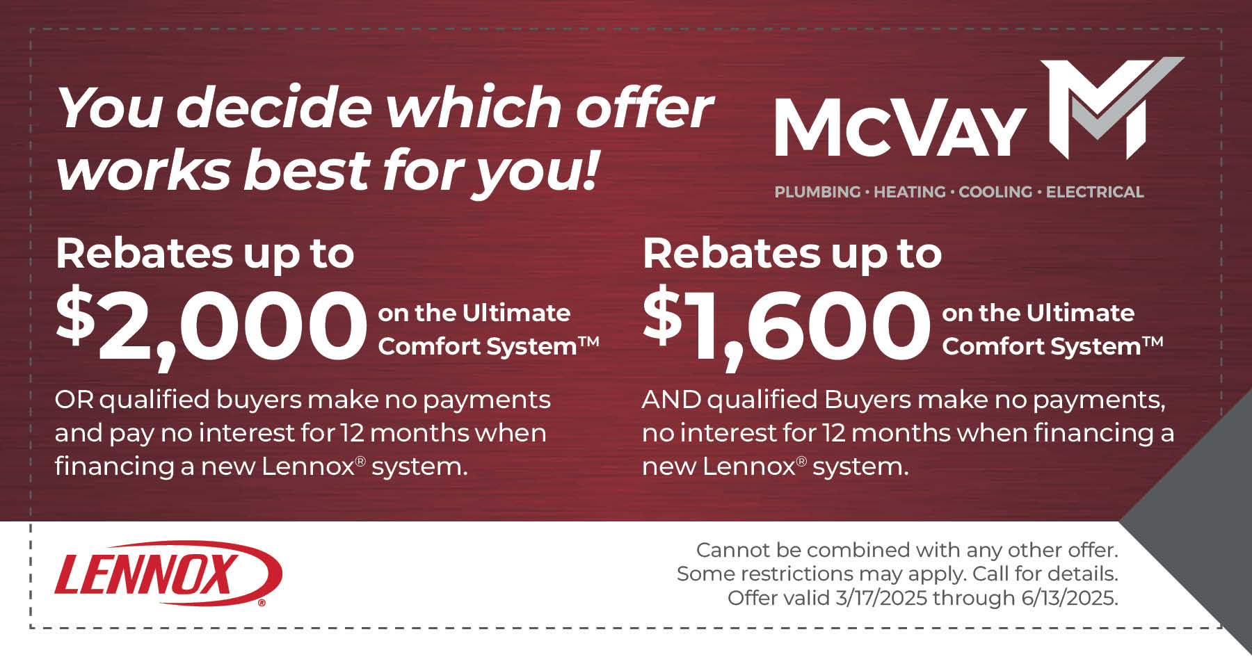 Lennox Rebate - Choose your offer!
